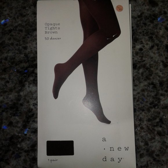 Women's 50d Opaque Tights - A New Day Brown L/Xl